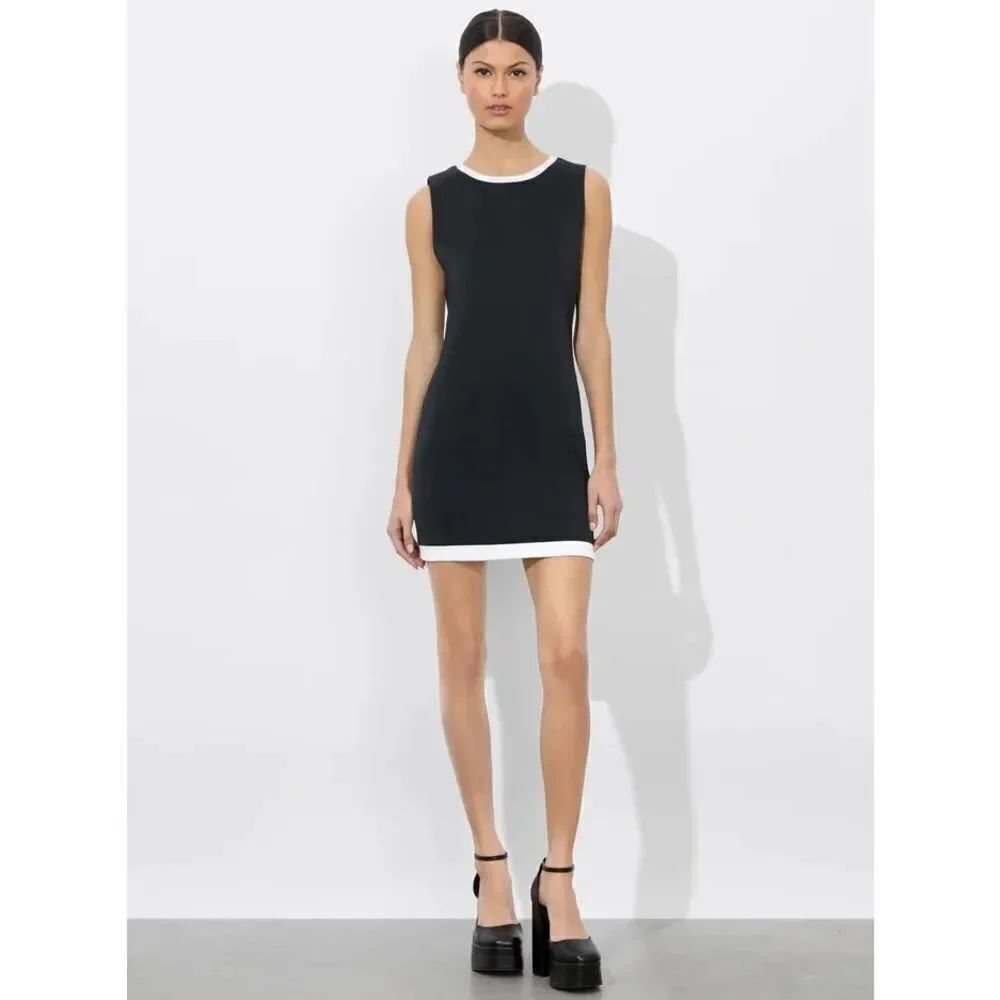 ALICE + OLIVIA Wynell Mini Dress In Black/off White WOMENS SIZE 10 NEW